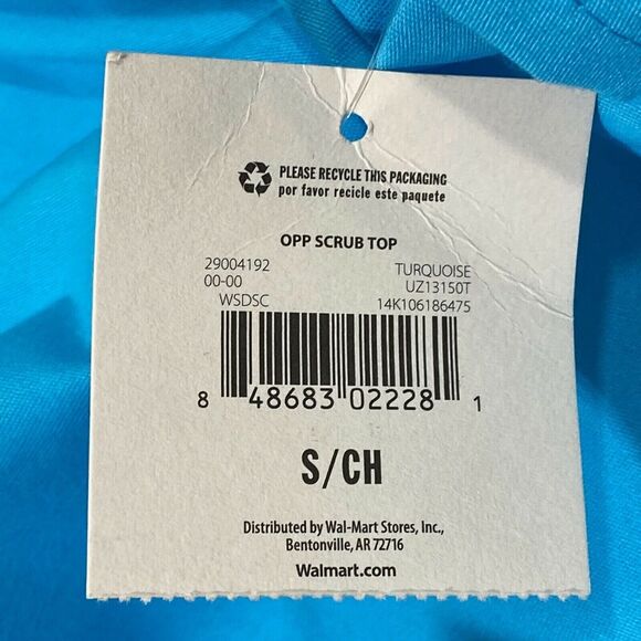 Walmart Solid Blue Scrub Top Shirt Size Small S - Picture 5 of 10